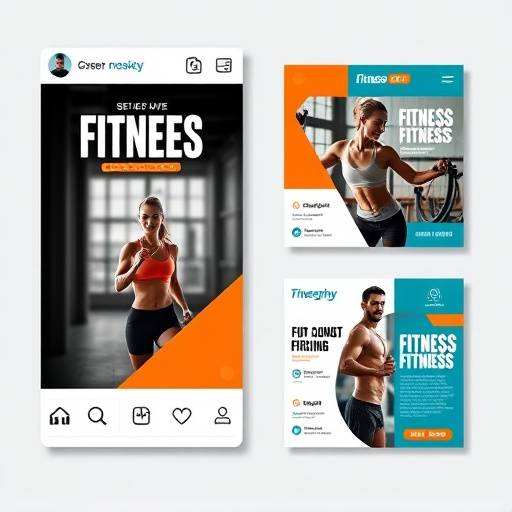 Eksempler på social media grafik for en fitness virksomhed.